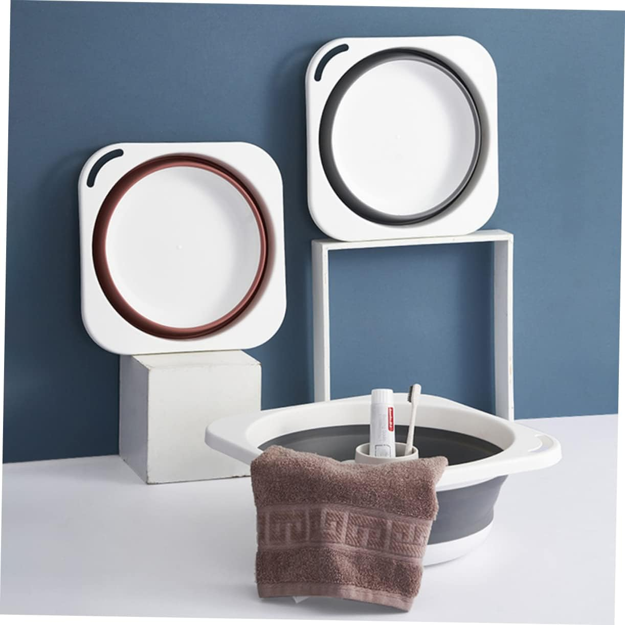 Folding Wash Basin Kitchen Basin Household Washbasin Gray Medium Portable Collapsible for Laundry and Handwashing Home Use image number 4