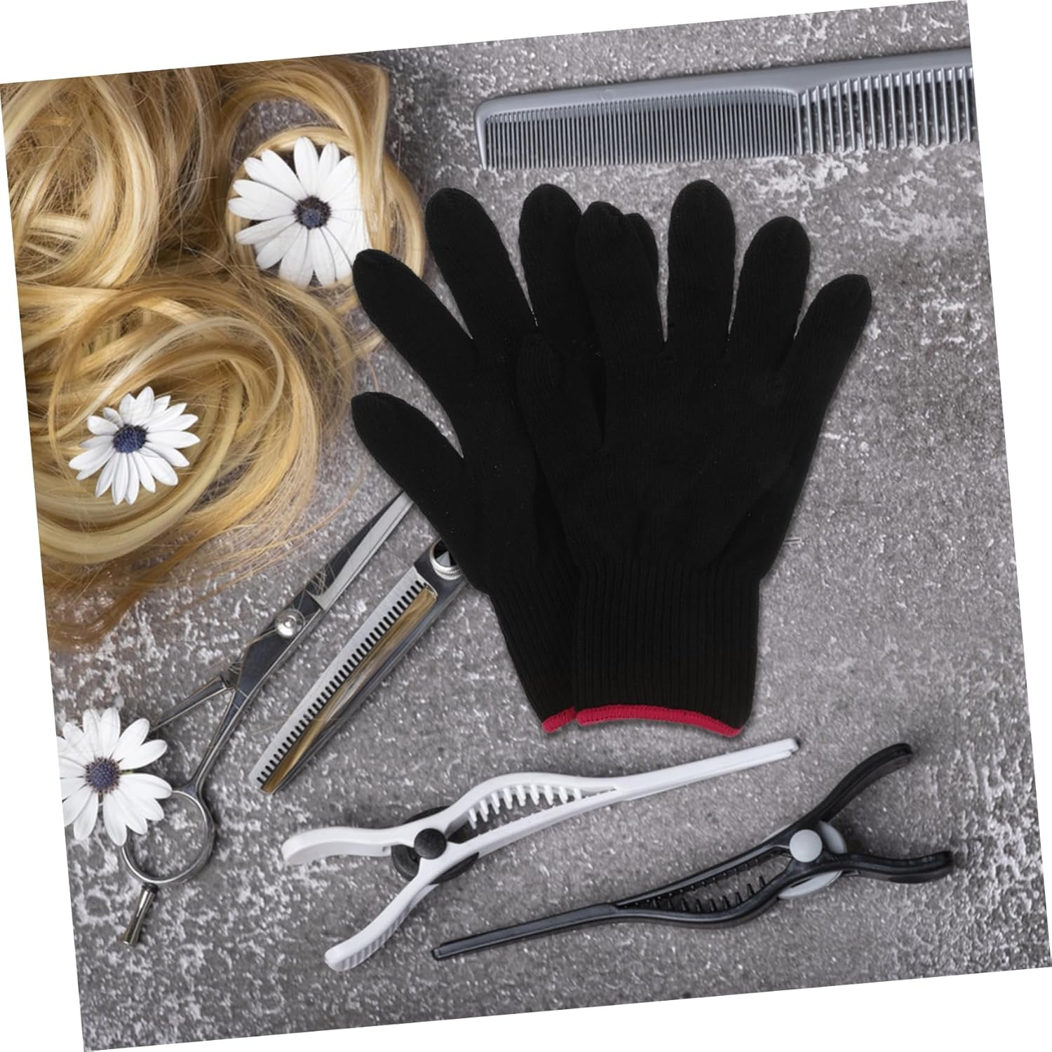 Heat Resistant Hair Styling Gloves Thermal Protection Gloves for Curling and Straightening Black Heat Proof for Salon and Home Use image number 1