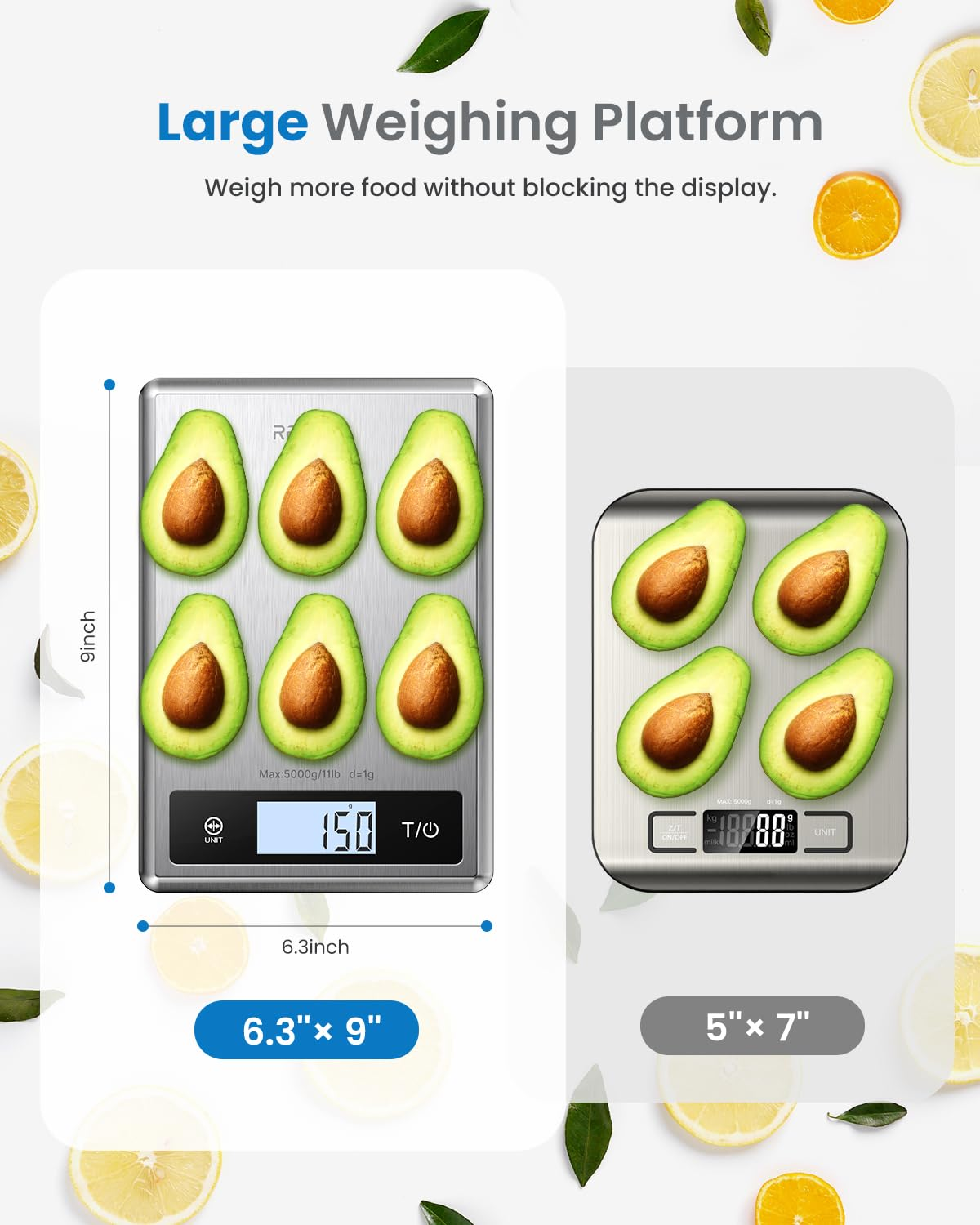 RENPHO Digital Food Scale, Kitchen Scale for Baking, Cooking and Coffee with Nutritional Calculator for Keto, Macro, Calorie and Weight Loss with Smartphone App, Stainless Steel image number 1