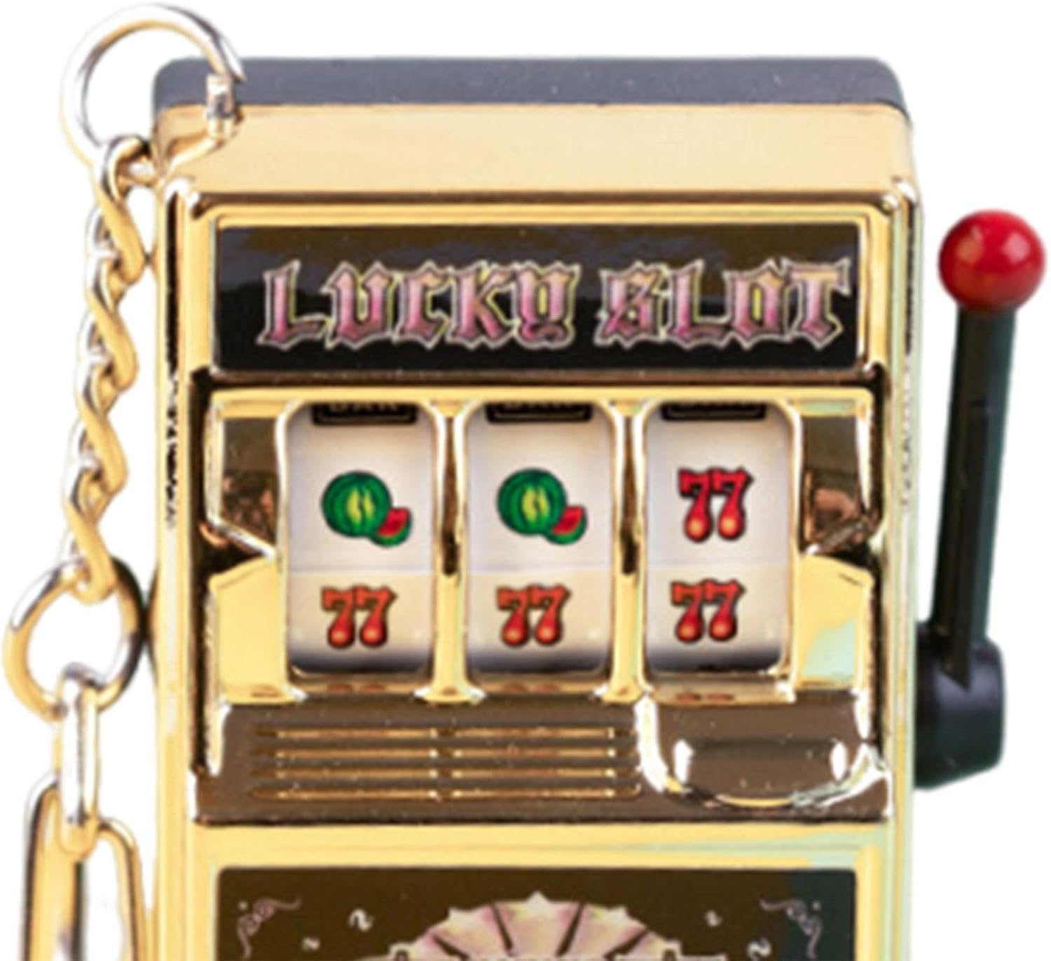 Mini Slot Machine Toy Mini Arcade Game Toy Birthday Keychain Fruit Machine Slot Pendant Party Decoration for Boys Girls Women , Golden image number 1