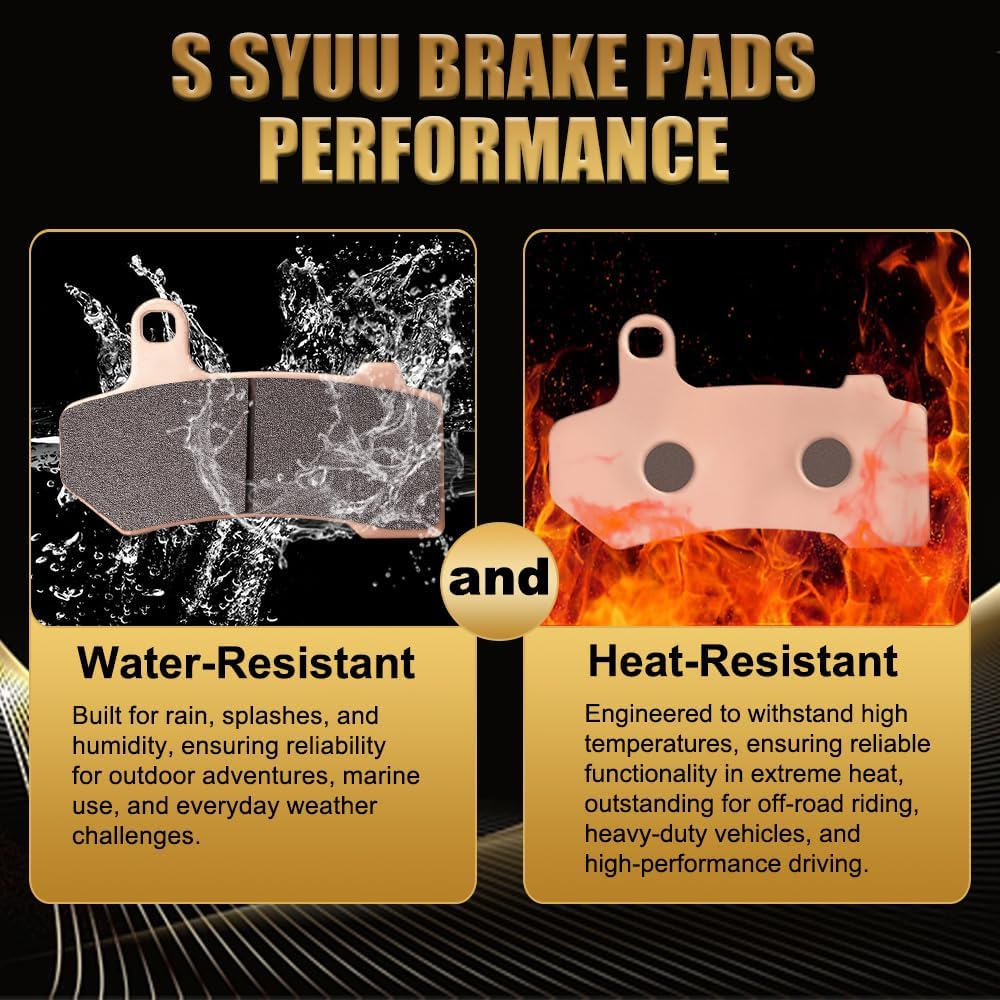 S SYUU Sintered Metal Motorcycle Front Rear Brake Pads Compatible with Kawasaki EX 250 R Ninja 250 R 2008-2012 EX 300 Ninja 300 2013-2016 EX 400 Ninja 400 Z 400 2018-2024 Z 250 SL 2015-2017 FA197FR image number 1