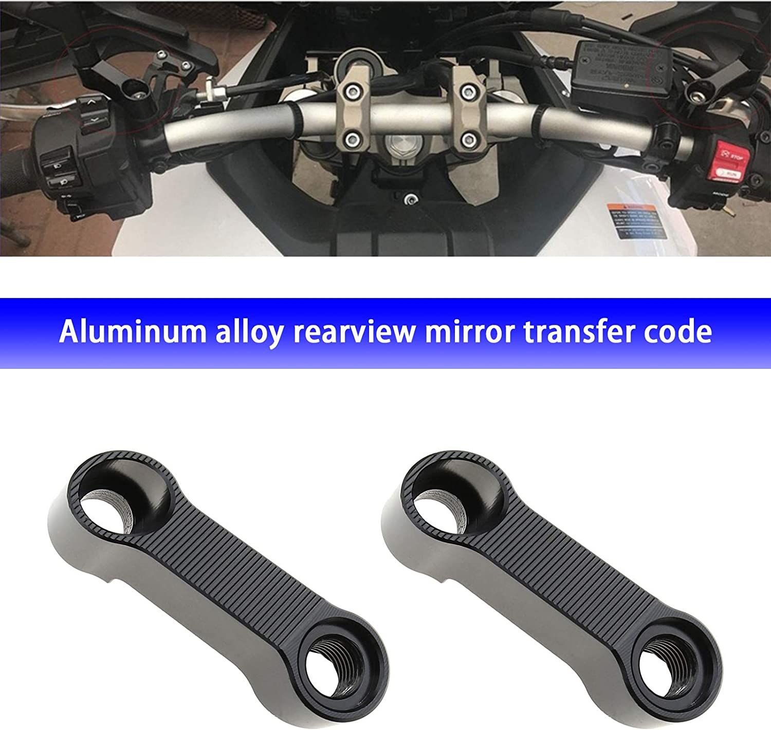 SING F LTD 1 Pair of Motorcycle Rear View Mirror Riser Extender Adapters Extension Kit M8 M10 Screws Thread with Screws & Gaskets Universal Accessories image number 1