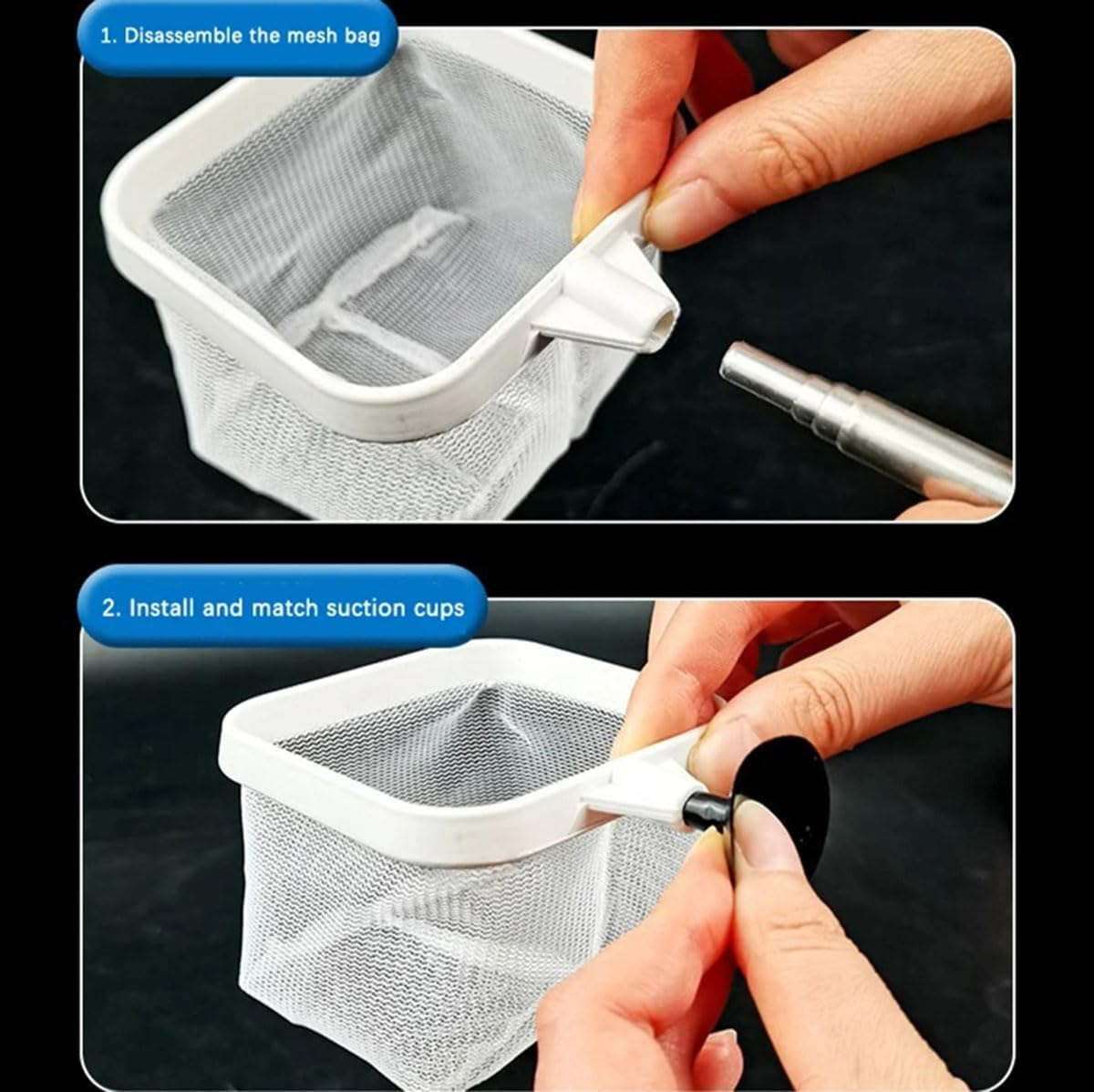 Mini Aquarium Square Fishing Net with Suction Cup Extendable Long Handle Fishing Gear for Catching Fish Shrimp Tank Clean Accessories