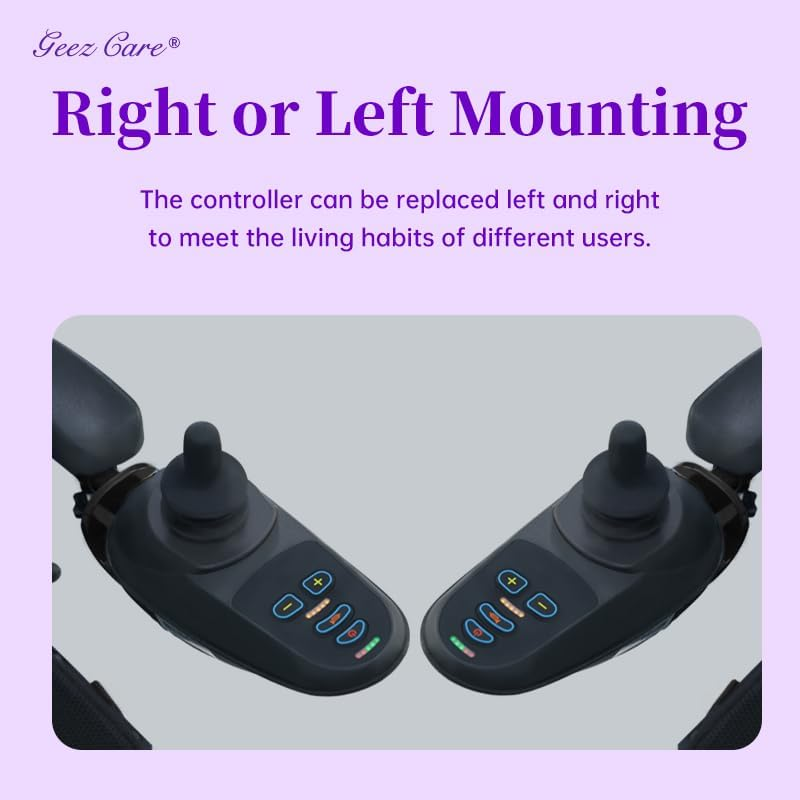 Electric Wheelchair Lithium-Powered Lightweight Foldable - Geezcare Motorized for Adult Seniors, 500W Power - 23Kg Weight with Battery - Airline (MSDS) and Cruise Approval with Aluminium Frame, Detachable Battery & Liftable Armrest -Thick Cushion Seat- Compact Comfort in Purple & Black (Purple) image number 2