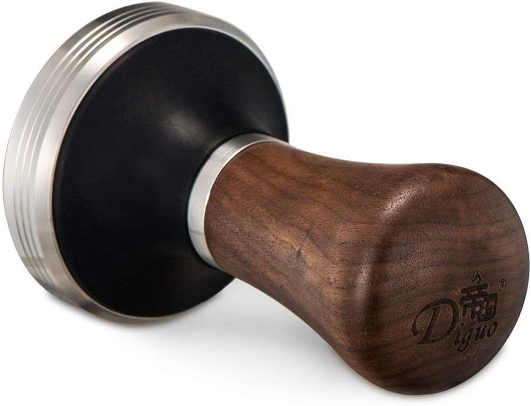 Diguo Elegance Wooden Coffee Tamper. Flat Espresso Tamper for 58Mm Portafilter. Stainless Steel Flat with Height Adjustable Wooden Handle. Barista Espresso Tamper image number 1