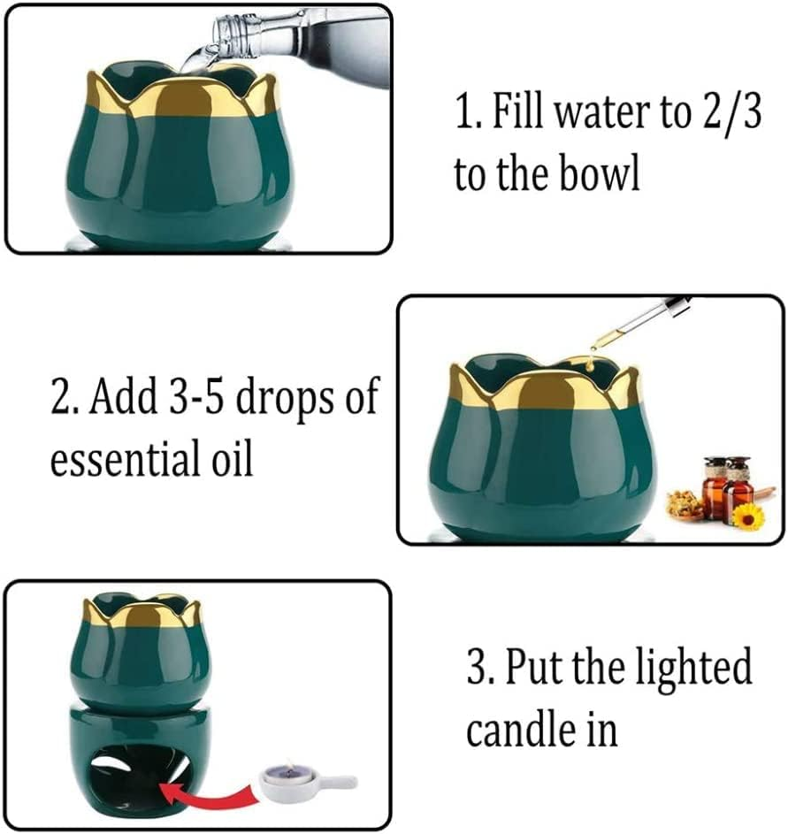 Sculpture Statue Antiques Collectables，Wax Melt Burners Essential Oil Burner, Aromatherapy Aroma Burner Ceramic Diffuser Wax Burner Home Bedroom Decor Christmas Housewarming Gift,C (Color : C) image number 2