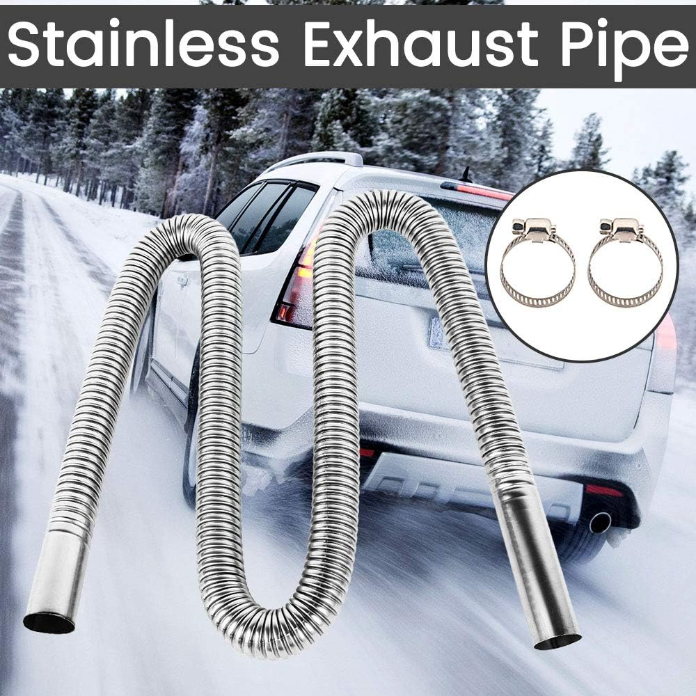 Exhaust Pipe Flex Kit, Stainless Steel Exhaust Clamps Bracket Gas Vent Hose Portable Pipe Silence for Air Diesels Car Heater Kit image number 6