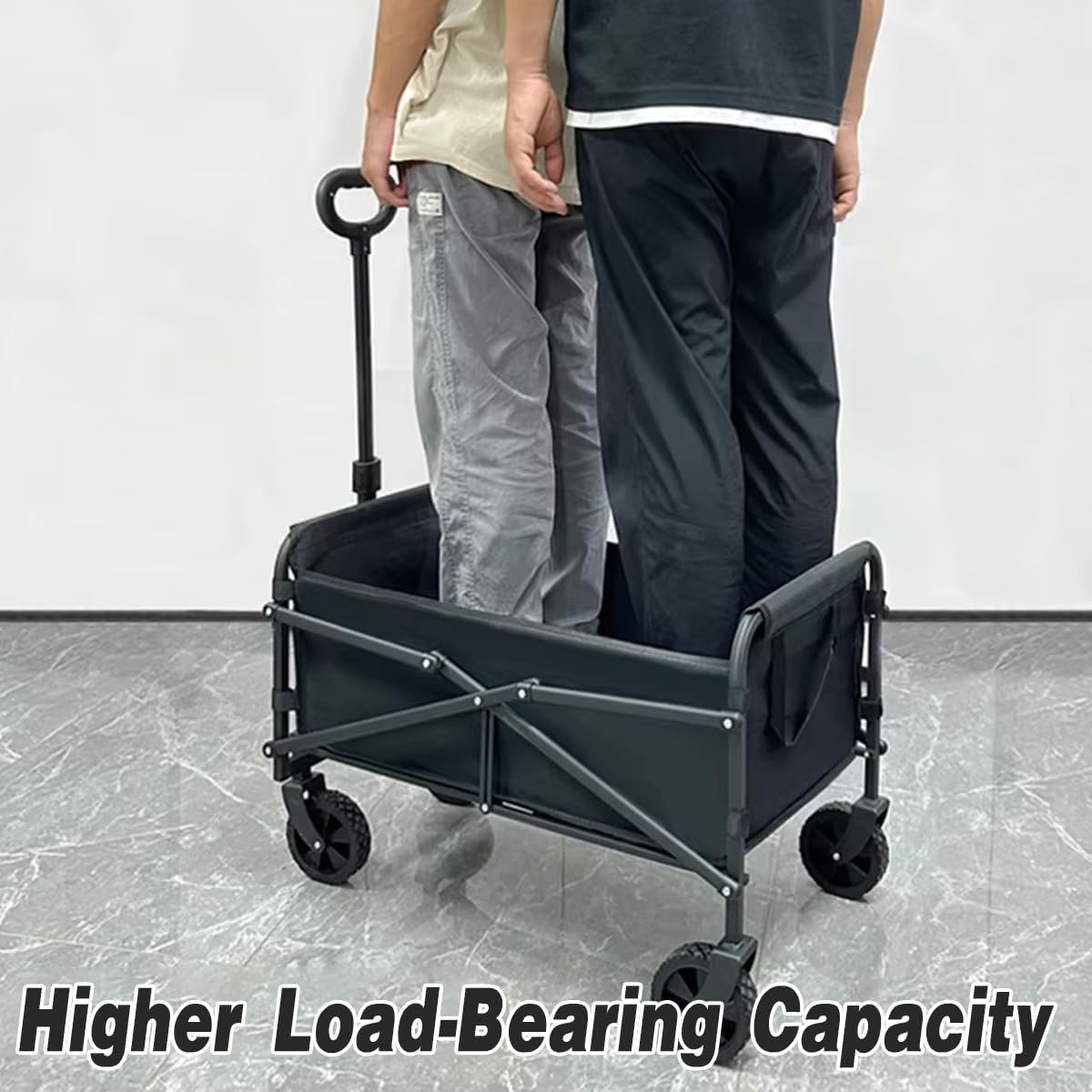 AIMALL 27.5 Inch Portable Folding Camping Trolley Cart, Lightweight Outdoor Wagon with Adjustable Handle, 360&deg; Wheels, Heavy-Duty Steel Frame image number 1