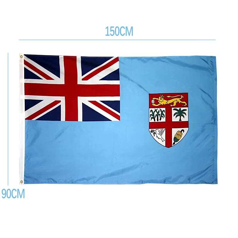 AIMALL Large Fiji Fijian Flag with Brass Grommets Pacific Island Heavy Duty Outdoor 90 X 150 CM - 3Ft X 5Ft image number 5