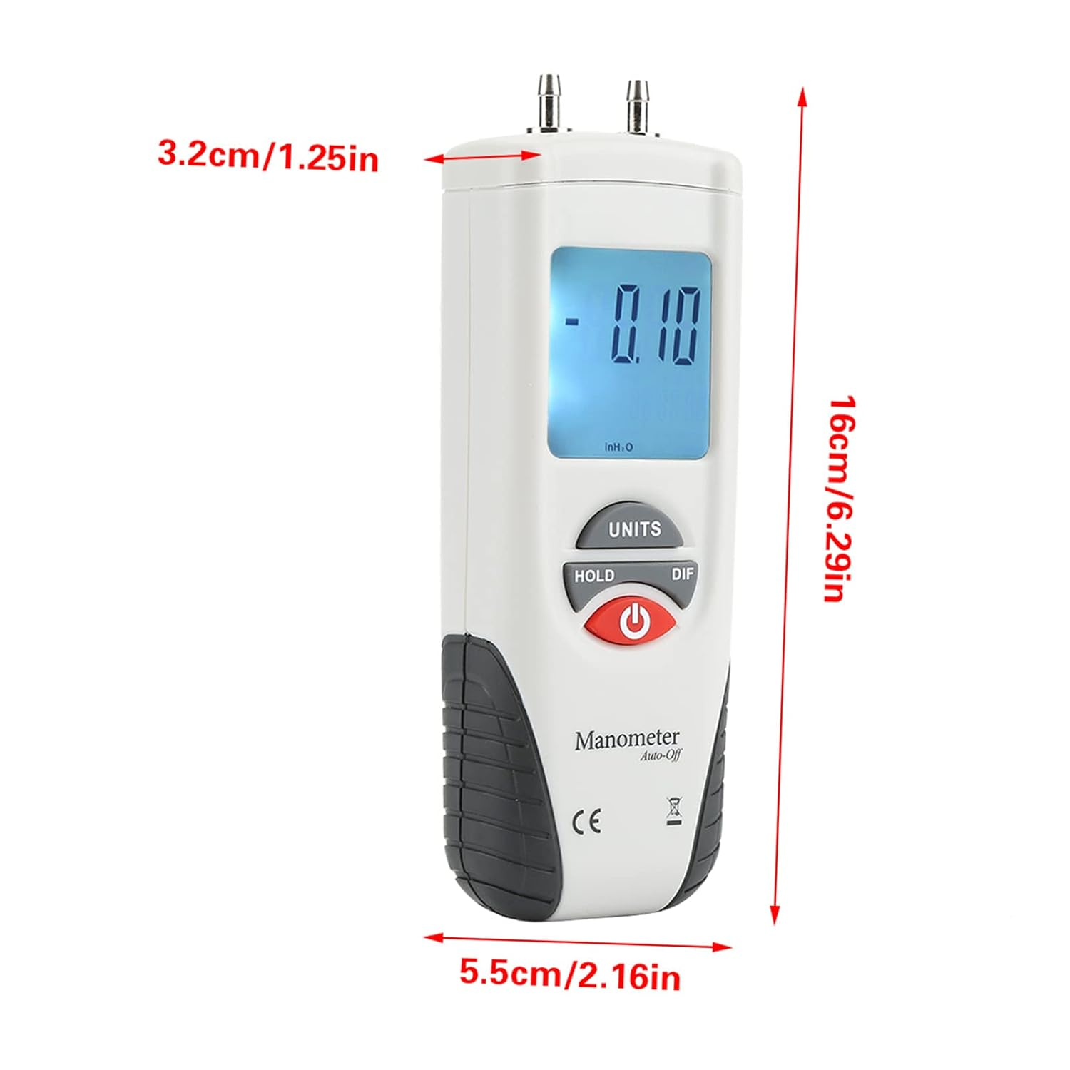 HT-1890 Digital Manometer Air Pressure Differential Pressure Meter with Large LCD Backlight for HVAC Clean Room Testing image number 3