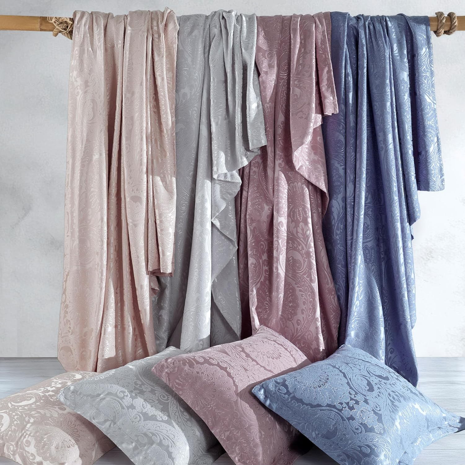 Elart Patterned Jacquard Chenille Fabric Duvet Set, Modern and Soft Bed Throw, Comfortable, Very Durable, Thin Bedspread 220 X 240 Cm and 2 Pillowcases 50 X 70 Cm, Machine Washable image number 6