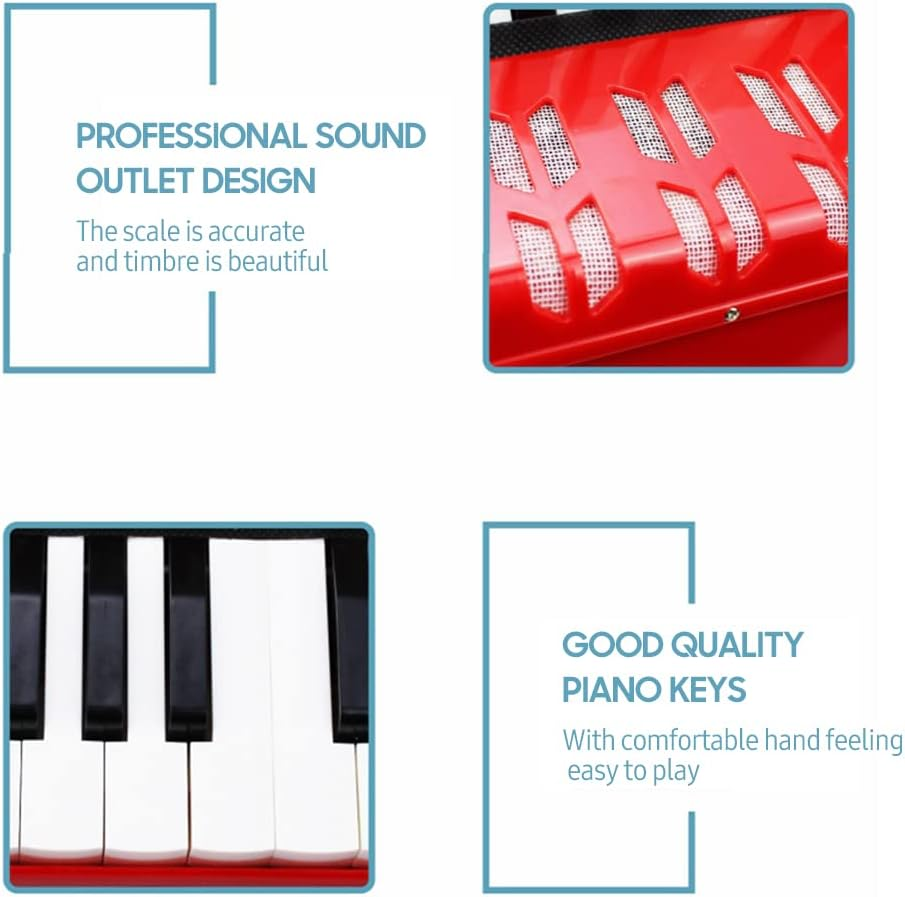 Accordion 17-Key 8 Bass Mini Small Accordion Educational Musical Instrument for Beginner Birthday Purple image number 1