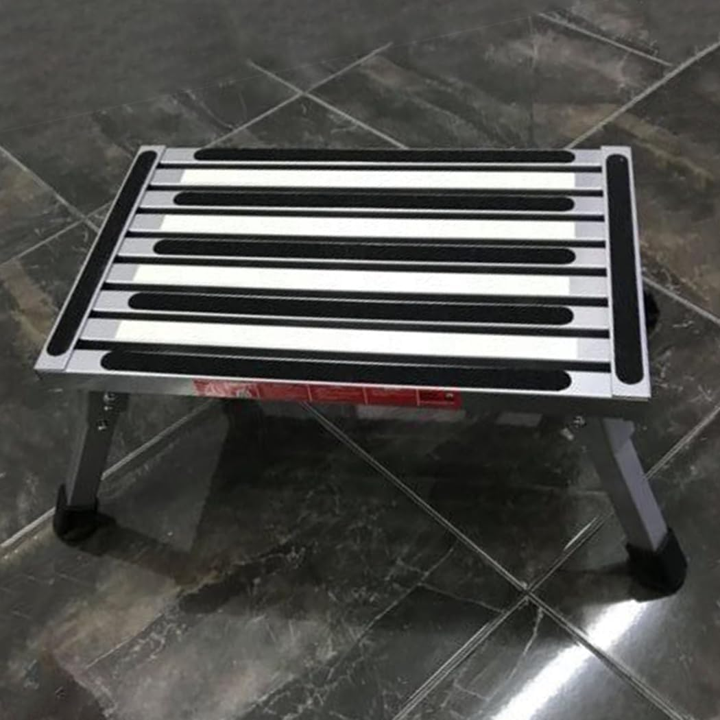 Portable Folding Step Stool Ladder,Luminous Caravan Camping Rv Accessories with Non-Slip Rubber Feet,Aluminium Caravan Step Camper Trailer for Camping or Kitchen Bathroom Footstool image number 2