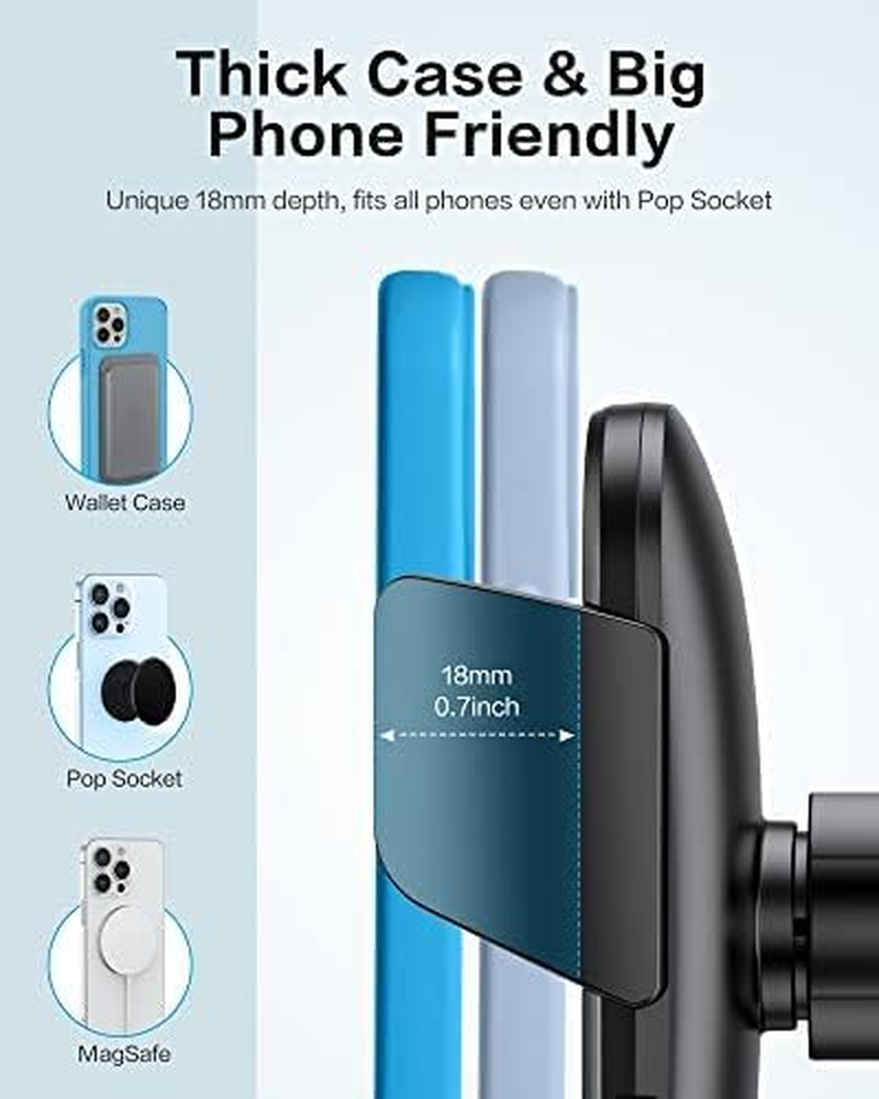 OMOTON Car Phone Holder Mount for Car Air Vent [Metal Clip], Cell Phone Holder Car Hands Free Cradle in Automobile, 360&deg; Adjustable Cellphone Vent Clamp Fit for Iphone 14 13, All Smartphones, Black