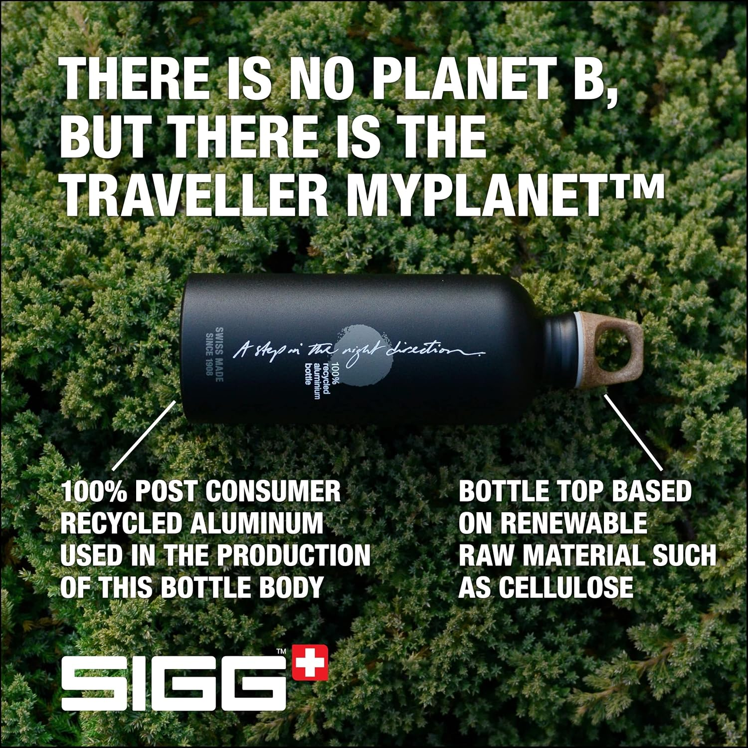 Sigg - Aluminium Water Bottle - Traveller Myplanet Black - Climate Neutral Certified - Suitable for Carbonated Beverages - Leakproof - Lightweight - BPA Free