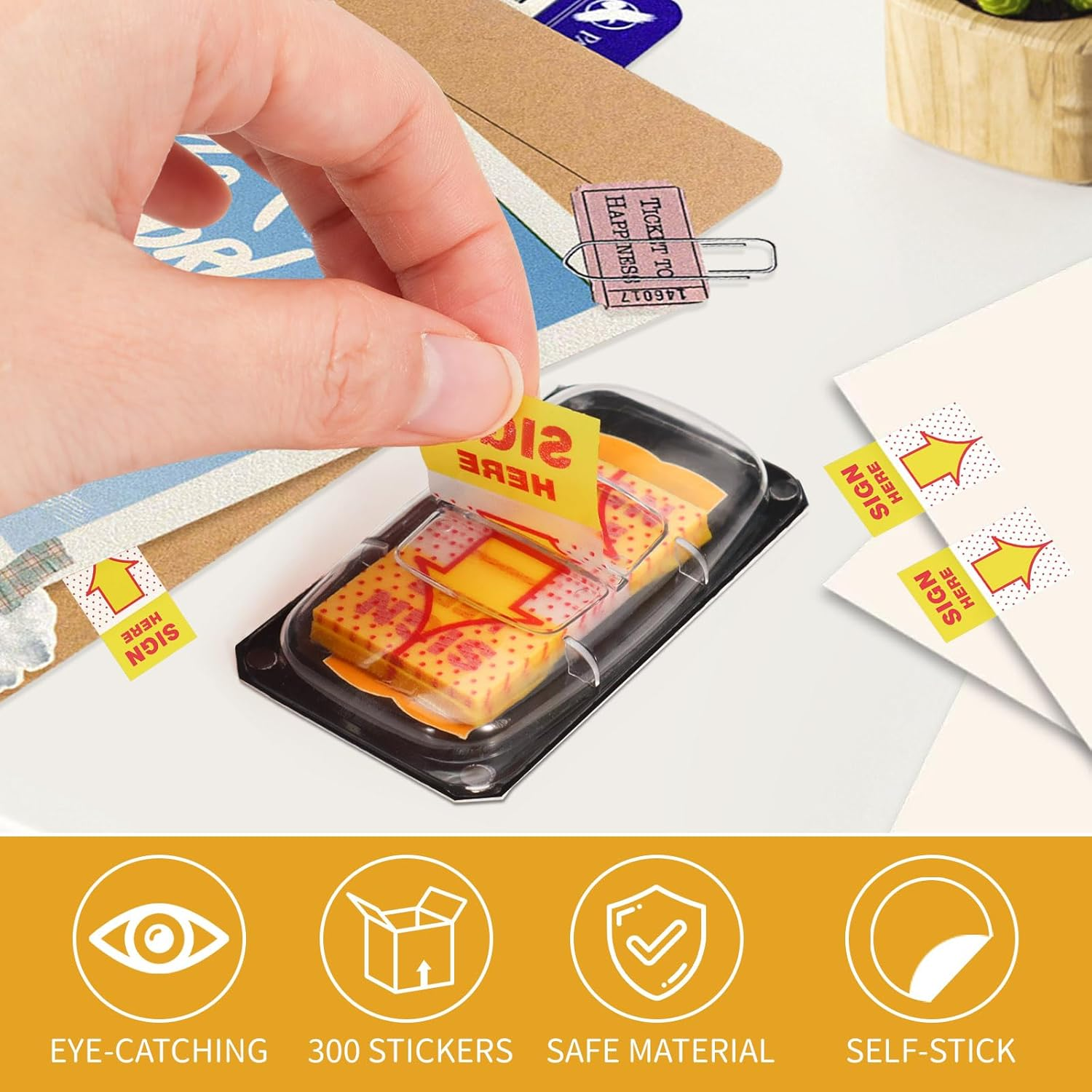 300Pcs Sign Here Tabs Stickers Sign Here Post Its Flags Tabs Flags Arrow Sticky Notes Page Markers Tabs Notary Supplies for Office School Notebook Note Book Notarization (300) image number 6