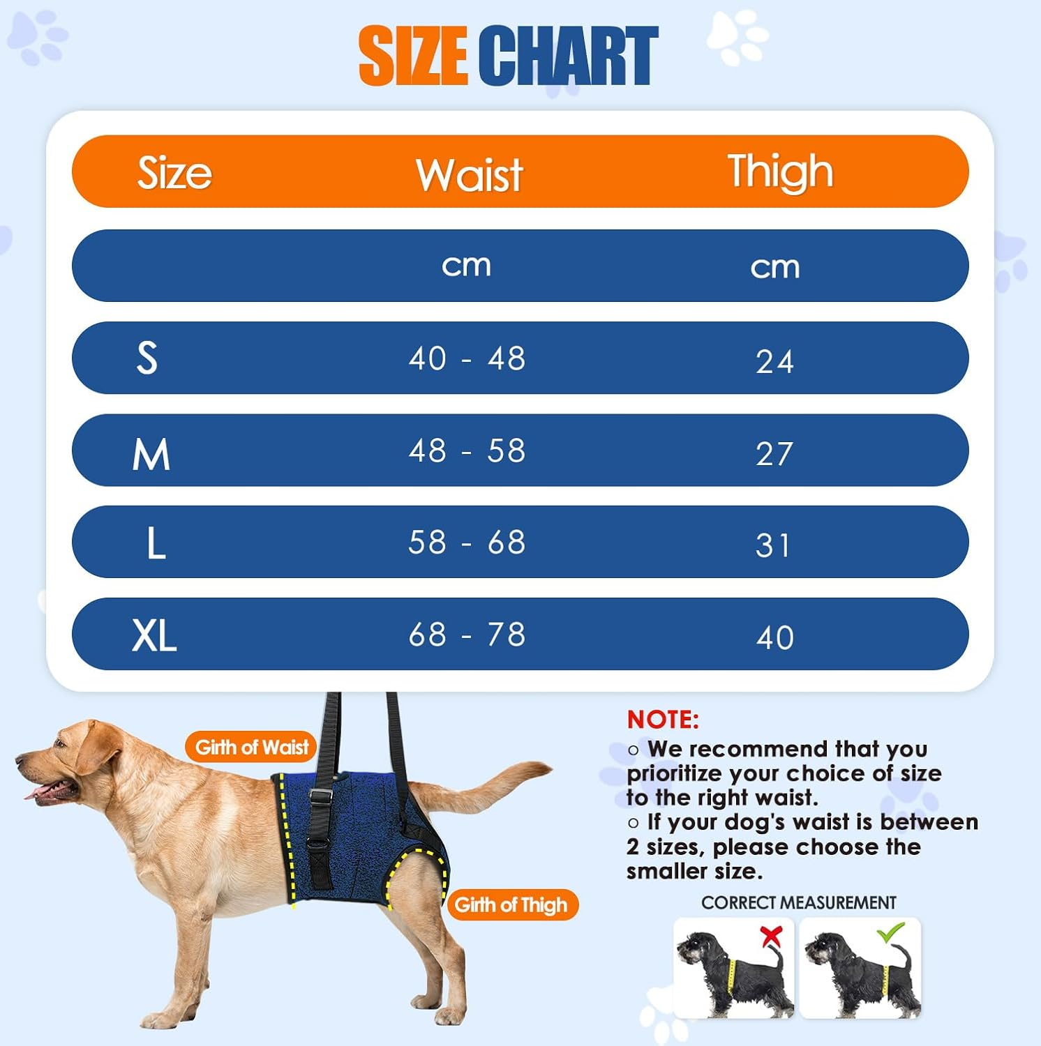 AUTOWT Dog Sling Harness, Hind Leg Support Sling for Elderly Injured Arthritic Disabled Dogs Provides Rehabilitation Aid for Weak Back Legs, Comfy Pet Auxiliary Harness for Walking Climbing image number 4