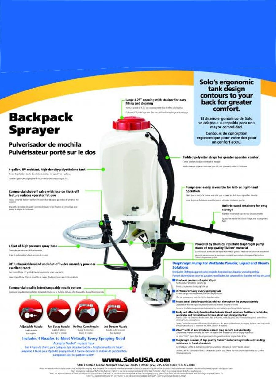 SOLO 475-B Backpack Sprayer, 4 Gallon, Diaphragm - Bleach Resistant image number 5