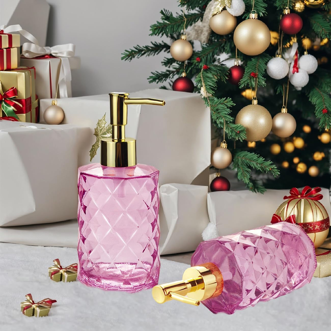 Soap Dispenser with Gold Pump, 12 Ounce Glass Soap Dispenser for Bathroom Kitchen, Hand Soap, Dish Soap, Refillable Liquid Hand Soap Dispenser image number 7