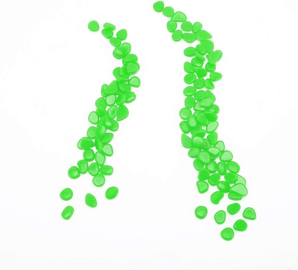 Glow in the Dark Pebbles for Outdoor Decor, Garden Lawn Yard, Aquarium, Walkway, Fish Tank, Pathway, Dwered by Light or Solar-Recharge Repeatedlyriveway, Luminous Pebbles 300Pcs (Green) image number 6