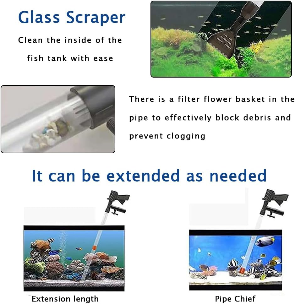 Fish Tank Gravel Cleaner, Aquarium Gravel Cleaner Vacuum Fish Tank Vacuum Cleaner Tools with Air Pressure Button for Aquarium Water Changer for Fish Tank Cleaning Gravel and Sand image number 5
