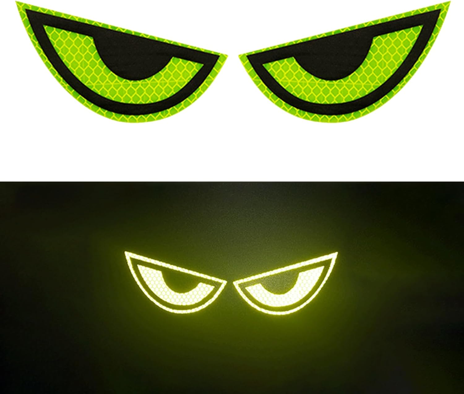 Usoway 1 Pack Car Stickers Reflective Decal, Sharp Eyes Stickers, Motorcycle Helmet Stickers Decals, Yellow Night Safety Driving Caution Decal, for Bumpers, Window, Laptop, Wall (Yellow) Reflective 4"", XHUS007-1