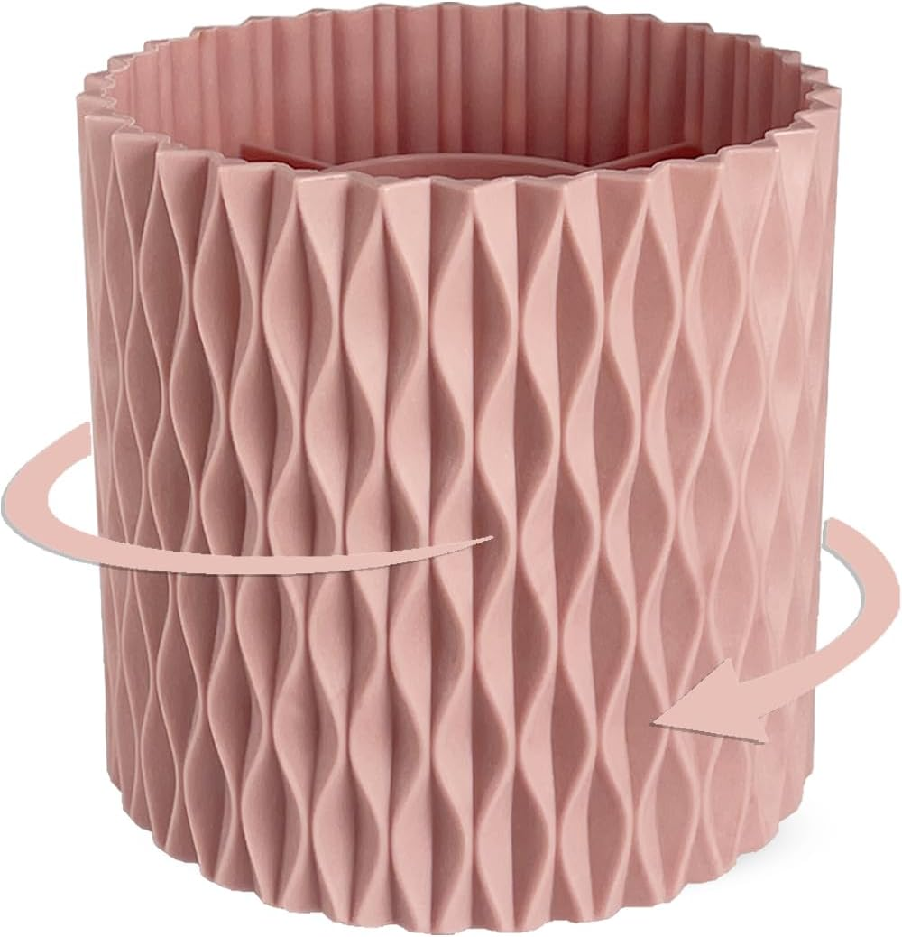 Rotating Pen Pencil Holder for Desk, 5 Slots Unique White Desk Pen Organizer Easthetic Desktop Supplies and Accessories for Women Girls, Pen Cup Pencil Caddy for Office Home Art Supply