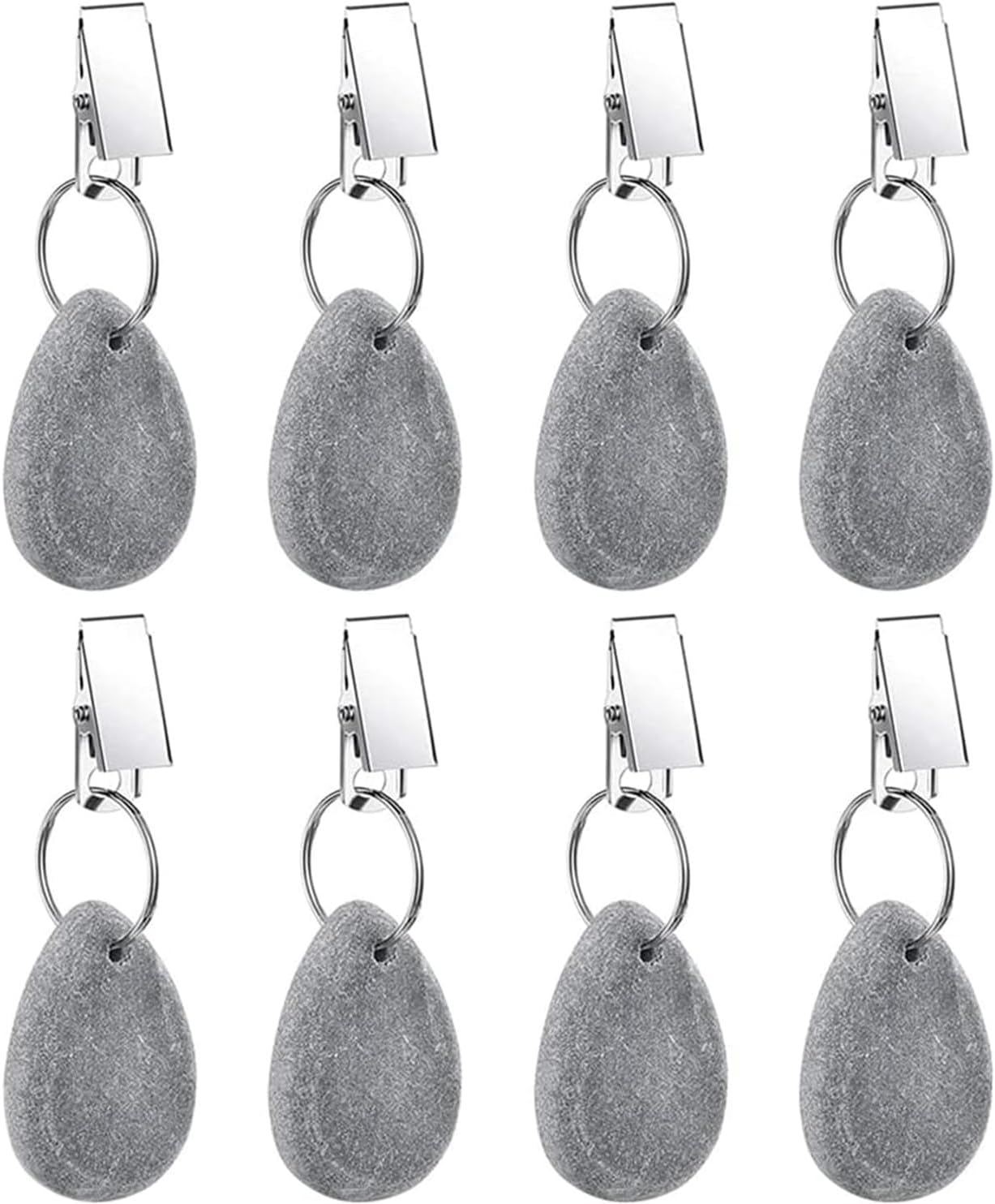 Tablecloth Weights Hangers,8 Pcs Tear Drop Marble Tablecover Weights, Tablecloth Pendant Stone Table Cover Weights with Metal Clips for Outdoor Party Picnic Table Decoration (Grey)