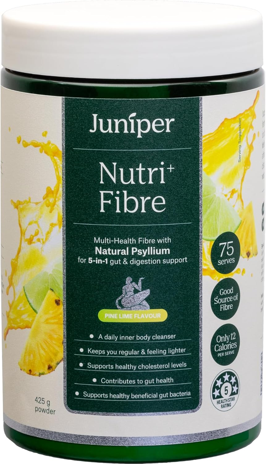 Juniper Nutri Fibre Lemon Lime 425G | Natural Psyllium Husk Fibre Blend for Gut Health | Low Sugar, Gluten Free Soluble Fibre for Digestion Support & Daily Cleanse | 75 Serves image number 1
