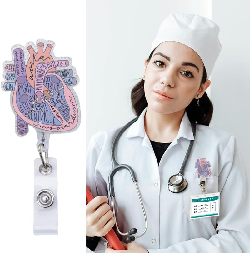 Nurse Badge Reel Holder Clip Id Badge Card Holder for Nurses Name Tags Badge Holders Reels Badge Holder Retractable Clip for Nurses Teachers Doctors Cardiac Name Badge Holder image number 2