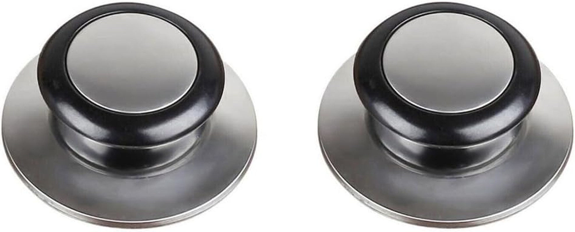 AIMALL 2PCS Kitchen Pot Lid Replacement Knob Handle Set, 2.17 X 0.79-Inch Durable Stainless Steel and Plastic Grip, Universal Fit for Cookware, Easy Installation