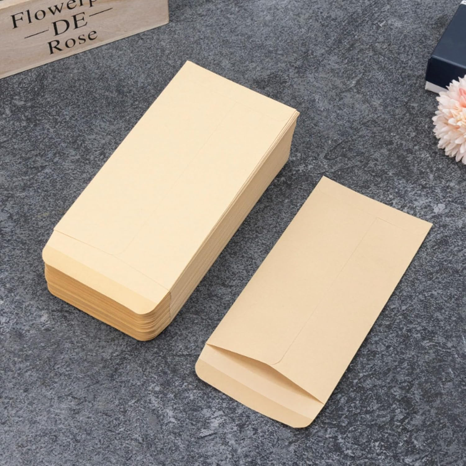 VANRA 150 PCS Kraft Coin Envelopes Seed Envelopes, Money Cash Envelopes Small Parts Envelope with Gummed Flap for Payroll, Money Saving, Coins, Currency (8.9&times;16.5Cm) image number 6