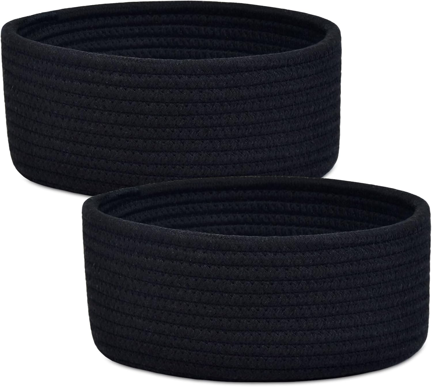 Abenkle 2 Pack Small Baskets, Cotton Rope Woven Basket, Cute Mini Tiny Storage Baskets, Decorative Boho Basket for Nursery Living Room Bedroom Montessori Shelf, Empty Gift Basket - White