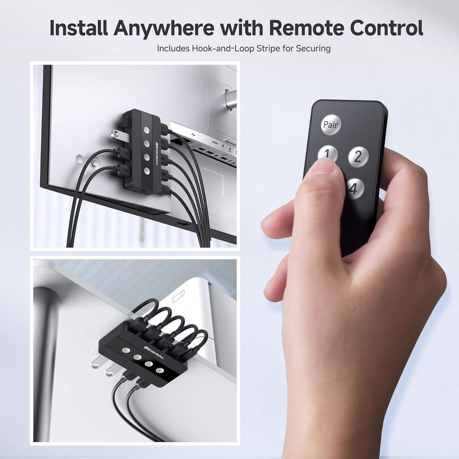 Cable Matters 4 Port USB 3.0 KVM Switch with Remote, USB Sharing Switch for 4 Computers and USBA Peripherals - Button or Remote Switching, Includes a USBC Adapter for USBC / USB4 / Thunderbolt 4 image number 4