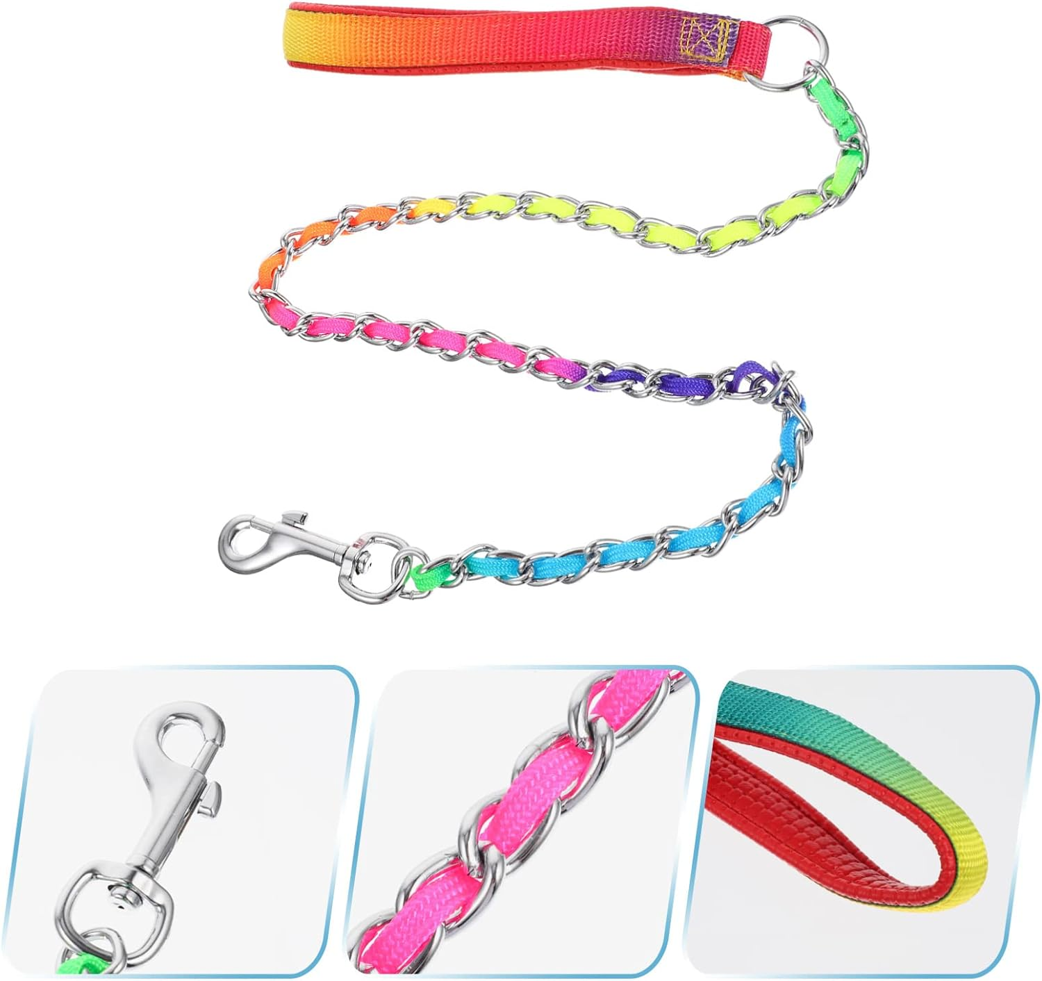 Wear Resistant Dog Chain Leash Heavy Duty Puppy Leash Padded Handle Chew Proof Pet Accessory Training Walking image number 5