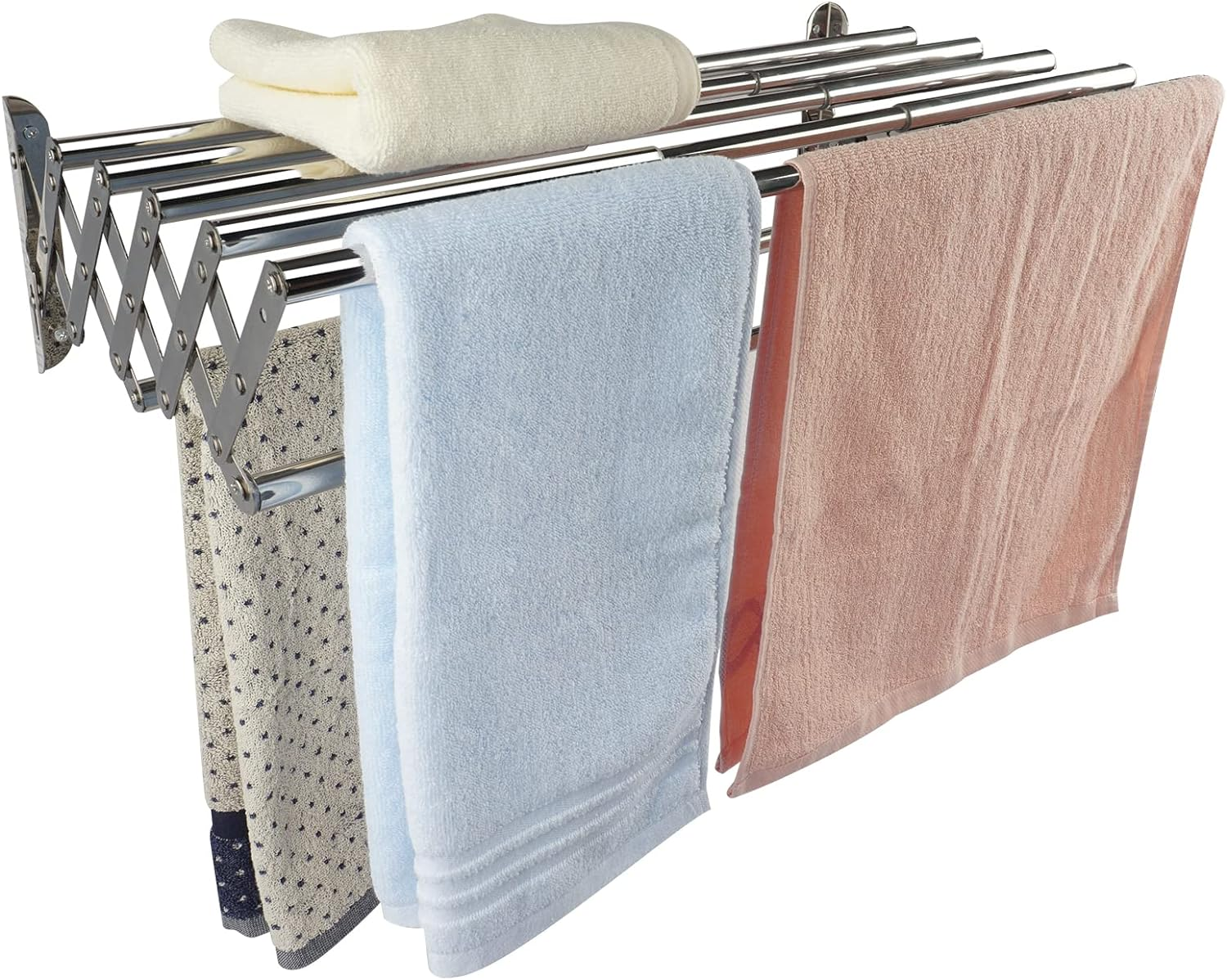 Extendable Wall Mounted Clothes Drying Racks Stainless Steel Airer Dryer Towel Rails Balcony Airer Clothes Dryer 42-70 Cm Width Chrome