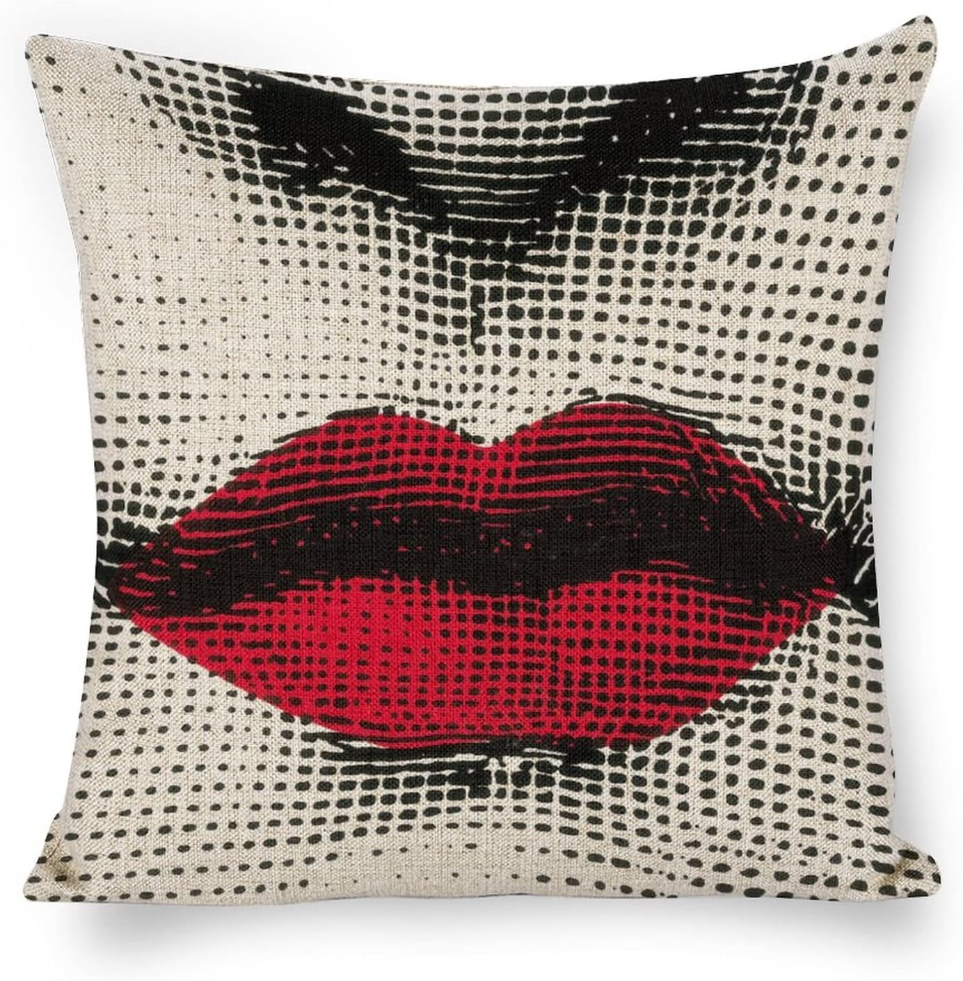 Lina Cavalieri Artificial Linen Throw Pillow Case, Decorative Cushion Cover Square Art Personalized Eye,Only Includes Pillowcase,18"X18"(45X45Cm),Style-1 - Red image number 0