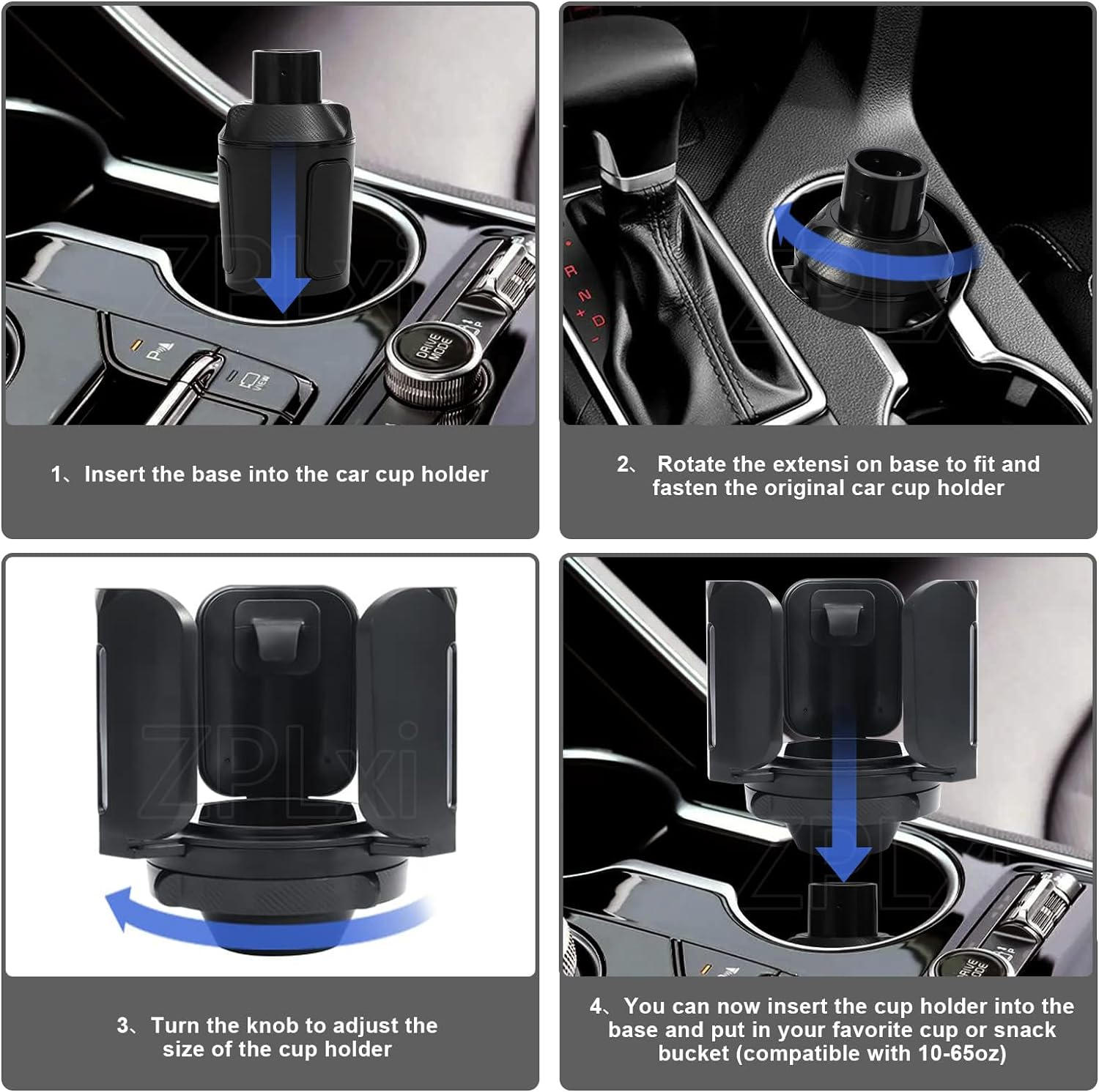 Car Cup Holder Expander with Adjustable Base Fits Most Car, Large Automotive Drink Holder Adapter for 7-14Cm, Expandable Cars Cup Holder Extender for Large Bottles, Cup, Mugs image number 3