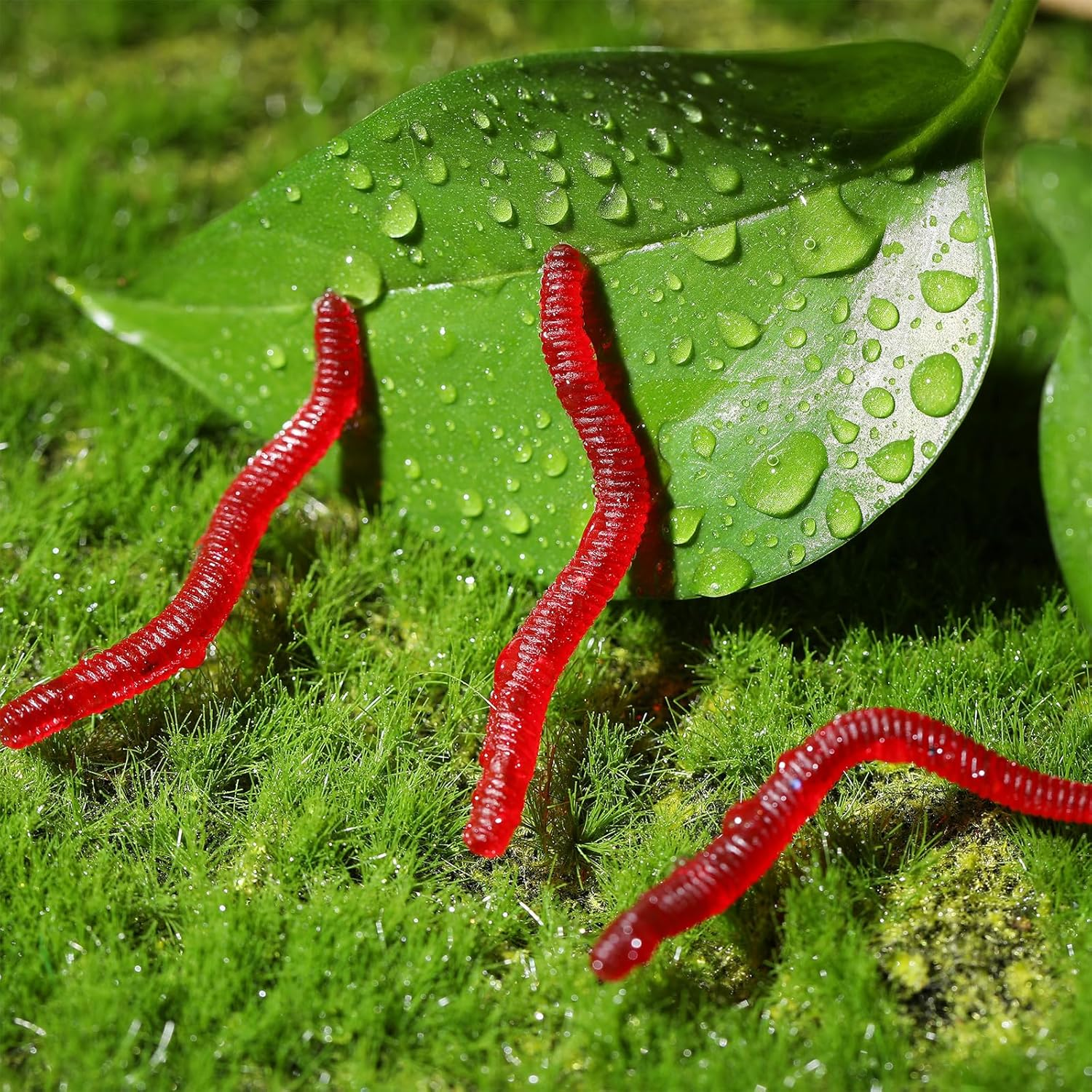 SAFIGLE 100Pcs Fishing Worms, Fake Earthworm Rubber Worms Fake Worms Faux Trick Toy, for Fishing Lures, Halloween April Fool'S Day Party image number 5