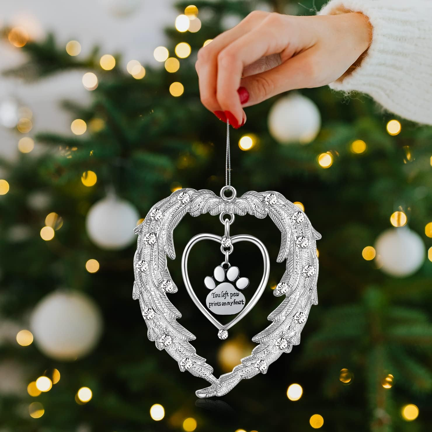 Pet Memorial Christmas Ornaments, Angel Wings Dog Remembrance Gift, Pet Memorial Gifts for Loss of Dog,Pet Bereavement Sympathy Gift, Xmas Tree Hanging Decorative Keepsake Frame Decor Pendant image number 6