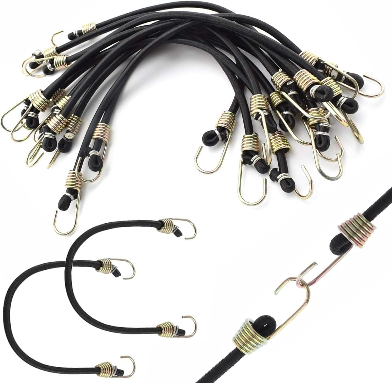 15Pack Mini Bungee Cords with Hooks 10 Inch Black Elastic Rope Rubber Strap Mini Rubber Cord Elastic Bungee Straps for Outdoor Camping Luggage Roof Racks Securing Car Tents Tarps Bikes Rvs image number 4