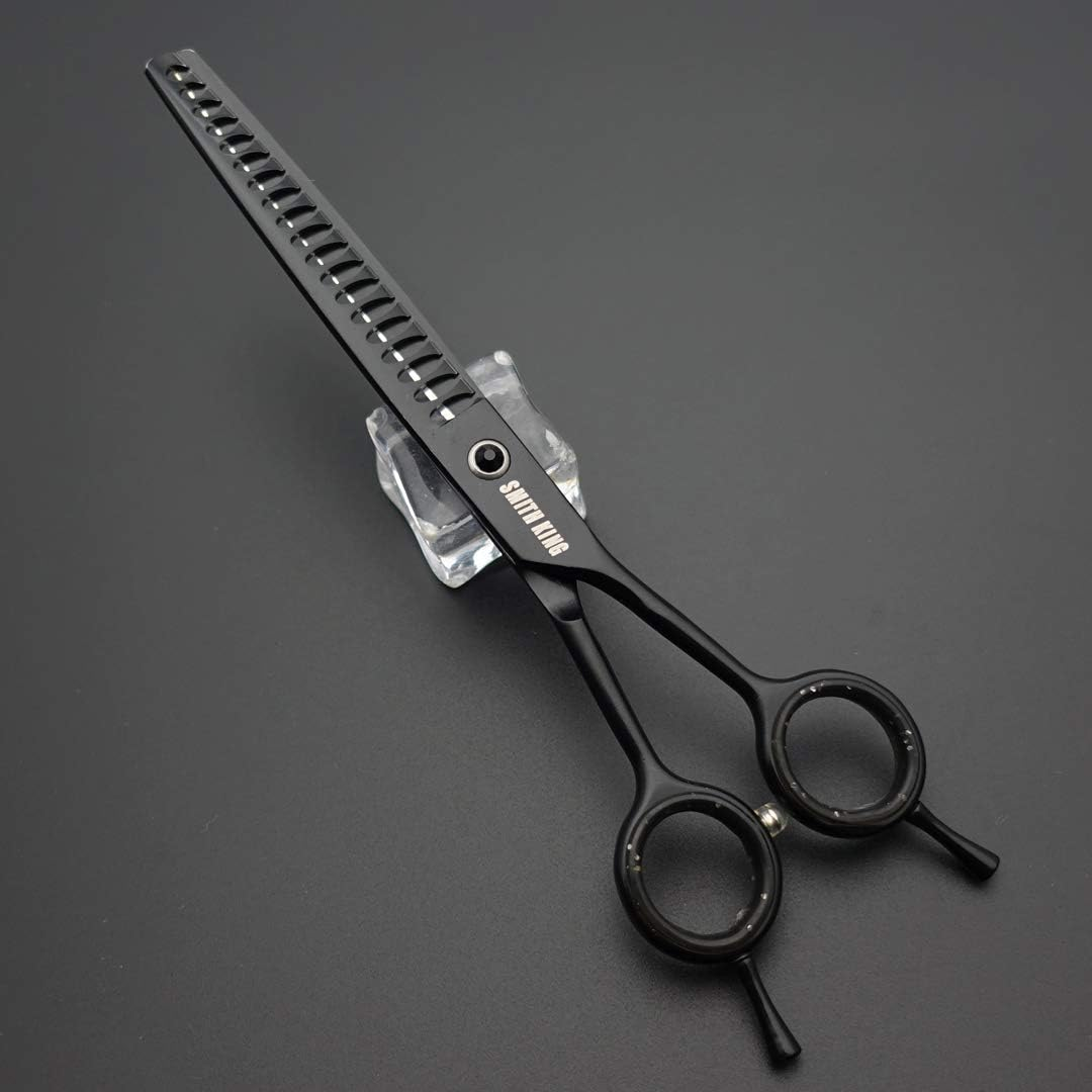 7.0 Inches Professional Dog Grooming Scissors Set Straight & Thinning & Curved & Chunkers & Comb 5Pcs in 1 Set for Left-Handed & Right Handed Black image number 2
