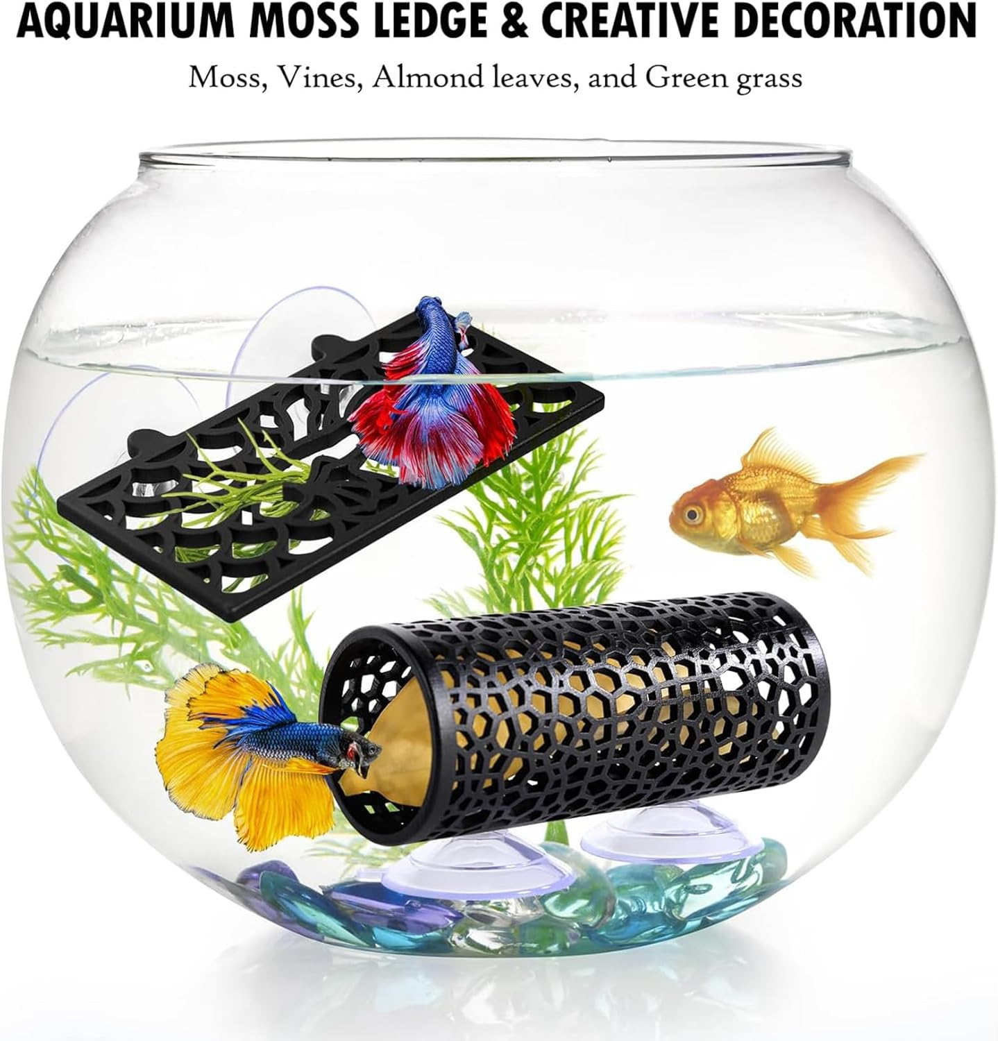 Multipurpose Fish Tank Accessories,Hollow Aquarium Betta Shelter,Betta Sleeping Tube,Space Saving Betta Hammock for Fish,Shrimp Etc. image number 1