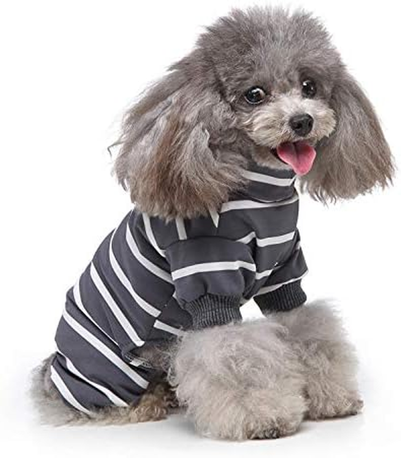 Striped Dog Pajamas for Small Dog Cooling Puppy Pullover Jumpsuit Stretchable Breathable Pet Pjs Summer Spring Pyjamas (Grey, XL) image number 2