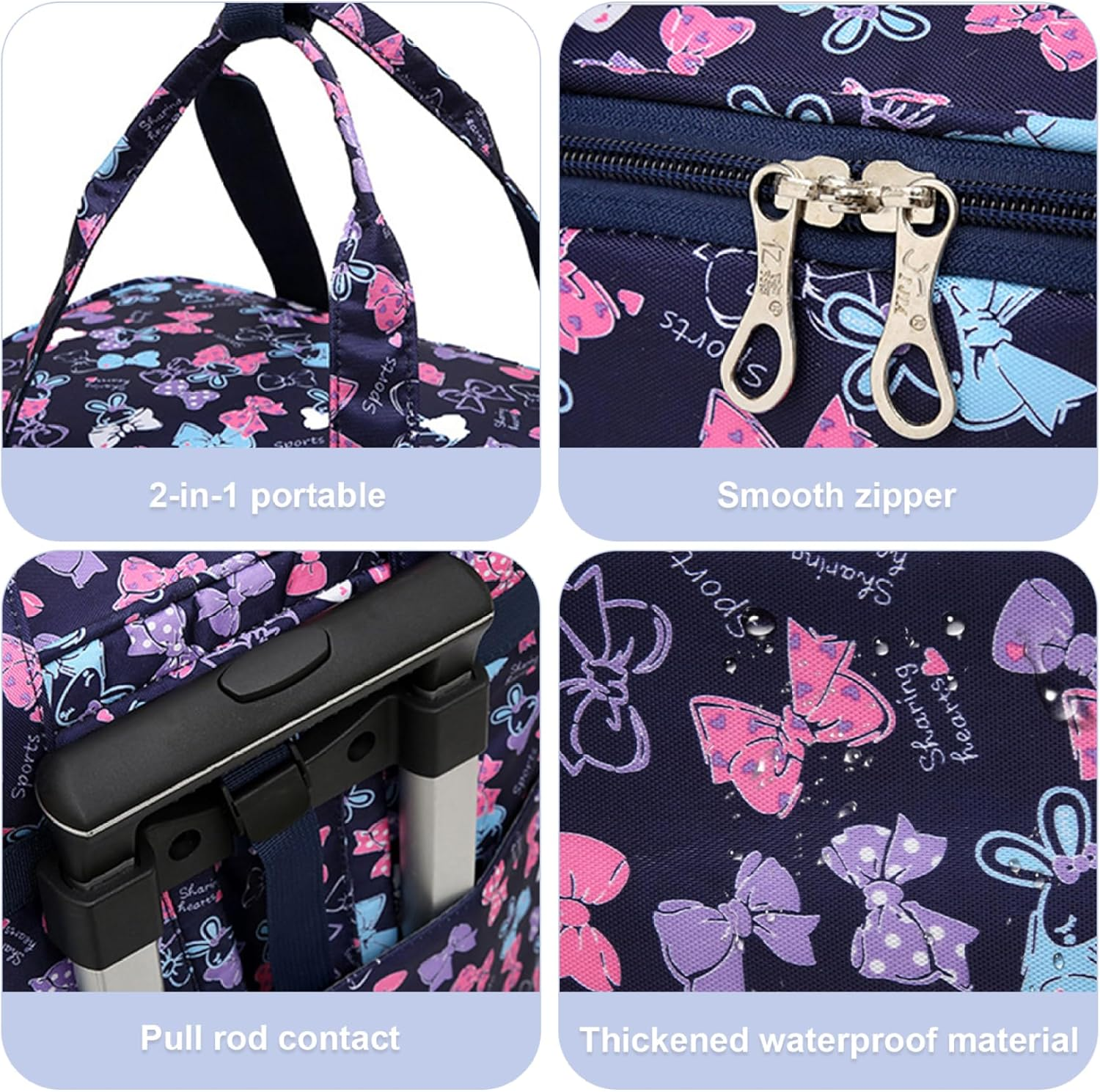 Cooler with Wheels, Cooler with Wheels and Handle, 14X8X18 Inch Oxford Cloth, 3 in 1 Rolling Cooler with Insulated Interior, Ice Chest with Wheels for Camping Picnic Hiking Beach, Travel Cooler image number 3