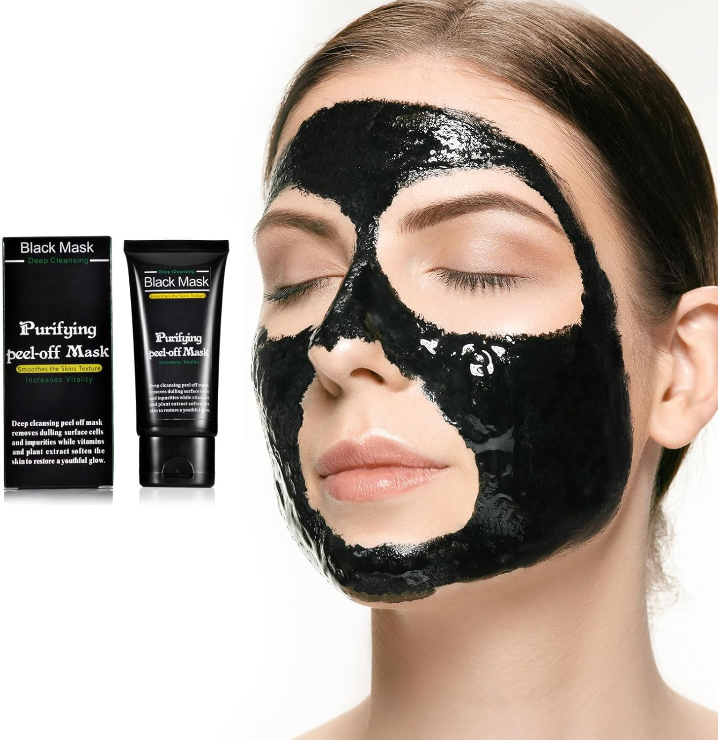 Blackhead Remover Mask, Activated Carbon Stripping Peel off Mask, Deeply Cleanses Face, Nose, Blackheads, Pores and Acne Blackhead Remover, Suitable for Both Men and Women and All Skin Types image number 4