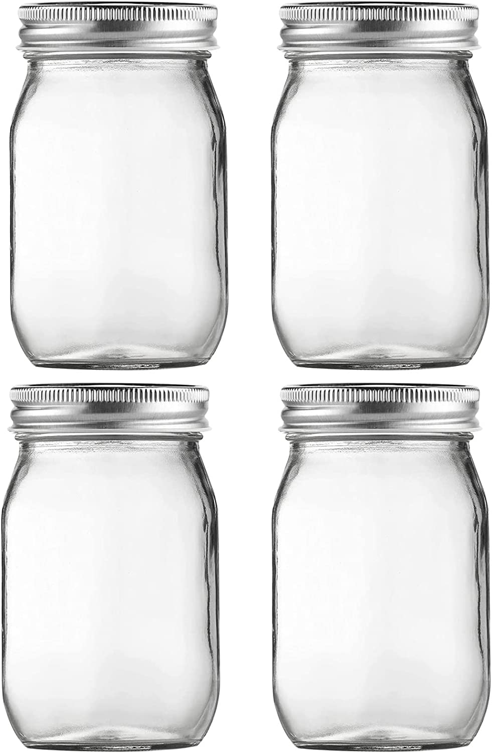 BEWAVE Glass Mason Jars, 16Oz Clear Glass Jars with Lids for Sealing, Regular Mouth Canning Jars for Food Storage, Snacks, Candies, DIY Projects, 4 Pcs image number 5