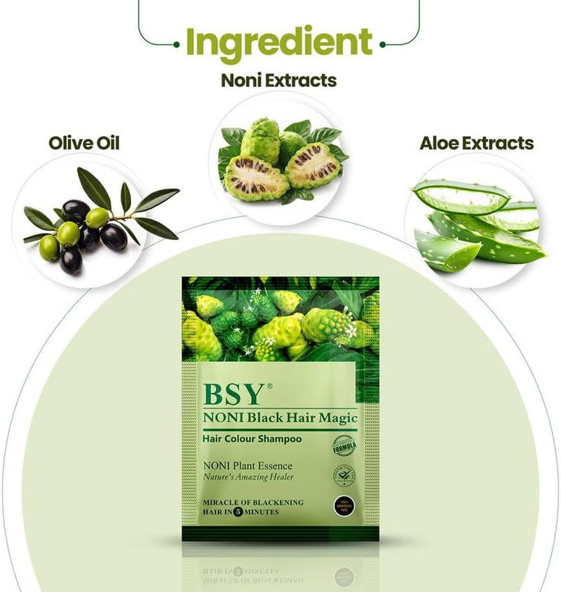 BSY, Noni Fruit Black Hair Magic 12Mlx6 Natural Black