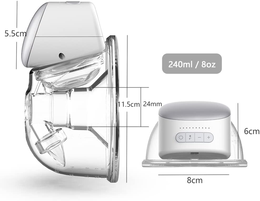 Eacam Wearable Breast Pump Hands Free Electric Single Portable Wearable Breast Cup 8Oz/ 240Ml Bpa-Free 3 Modes 10 Suction Levels Comfort Breastfeeding Milk Collector with 24Mm Flange image number 3