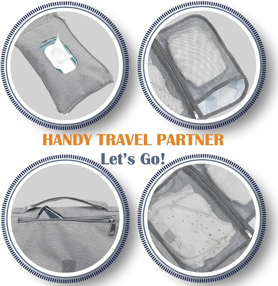 TINY SPARK Portable Diaper Changing Pad, Portable Changing Mat Baby Changing Pad with 4 Pockets Waterproof Travel Changing Kit for Home Uasge and Travel image number 6